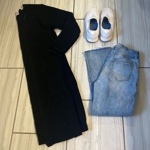 Ambiance Knit Black Large Duster Long Cardigan